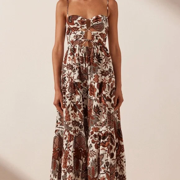 chinese dress ladies Allegra Lace Plunged Maxi Dress | Espresso | Dresses